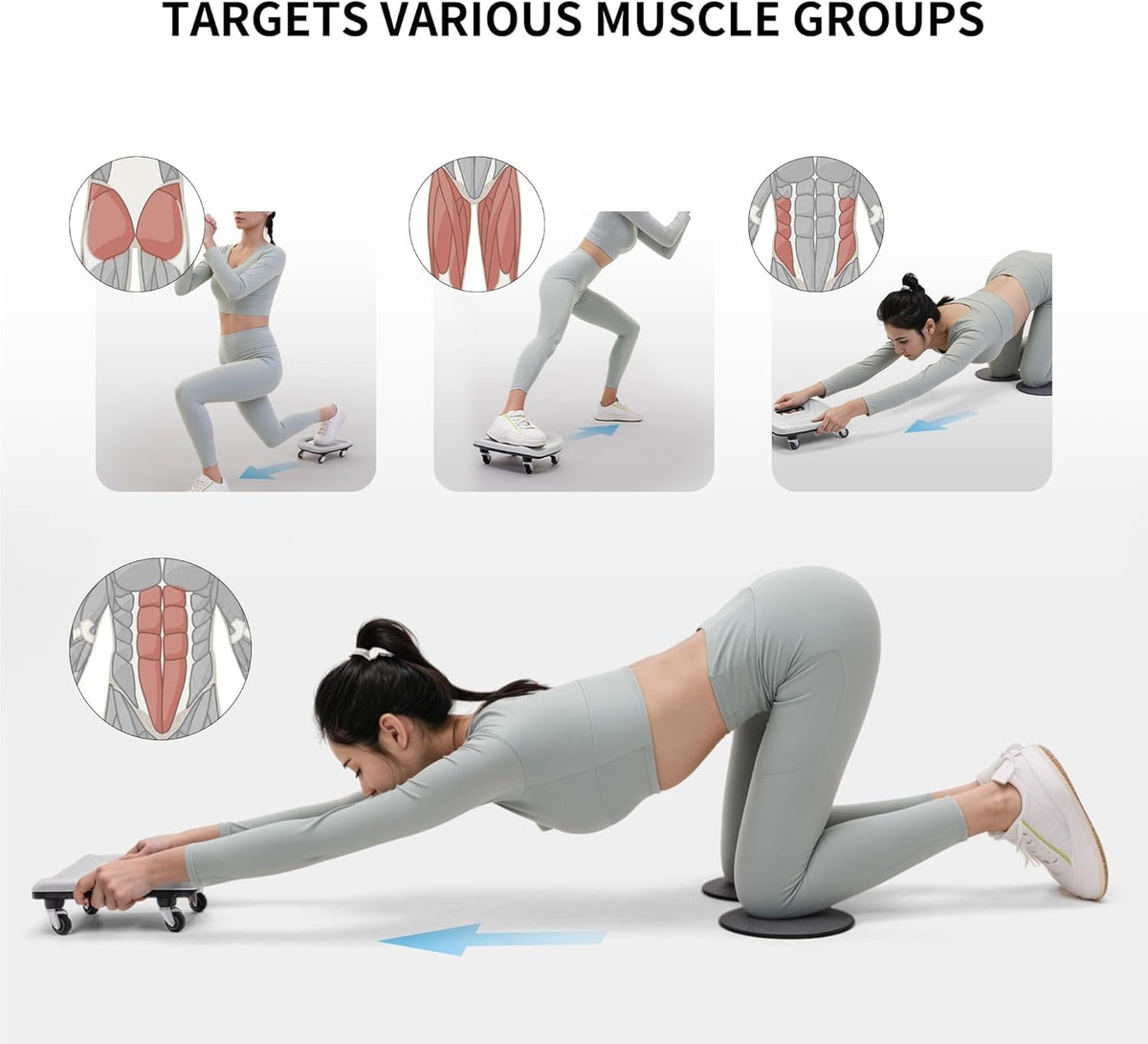PROIRON Ab Roller with Knee Pads for Abs Workout, Multifunctional Ab Roller Wheel for Abs Workout, Abdominal Roller with Knee Pads, Abdominal Exercises Wheel, Abb Roller (Slide Fitness Trainer)