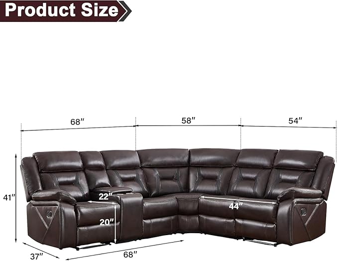 EBELLO Manual Reclining Sectional Sofa