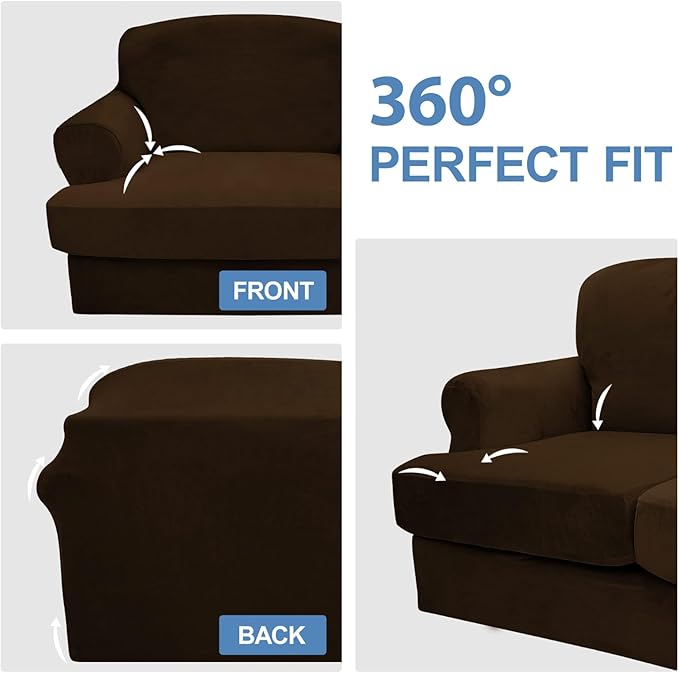 CUCRAF Cushion Sofa Cover 4 Piece Slipcovers, Soft Thick Velvet Couch Cover
