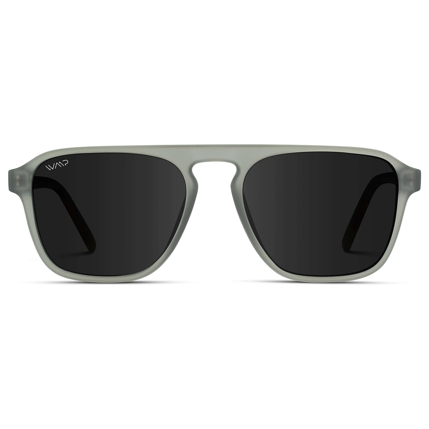 WearMe Pro Polarized Aviator One-Bridge Modern Square Mens Sunglasses (Moon Rock Grey/Black Lens)