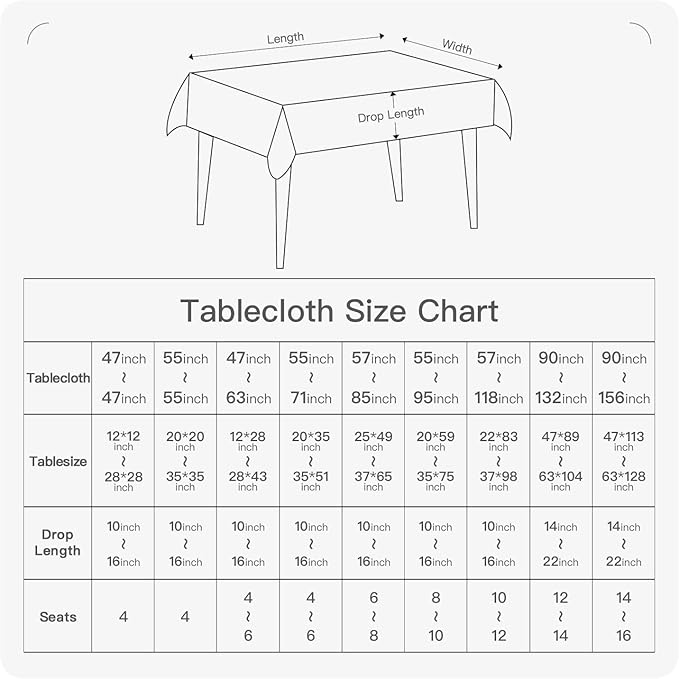 BALCONY & FALCON Rectangle Tablecloth 47" x 63" Washable Wrinkle Resistant and
