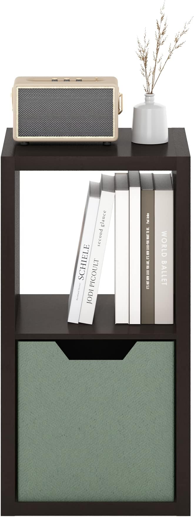 Furinno CUBICLE Book Shelf, 2-Cube Bookshelf, Extra Thick Frame Horizontally &