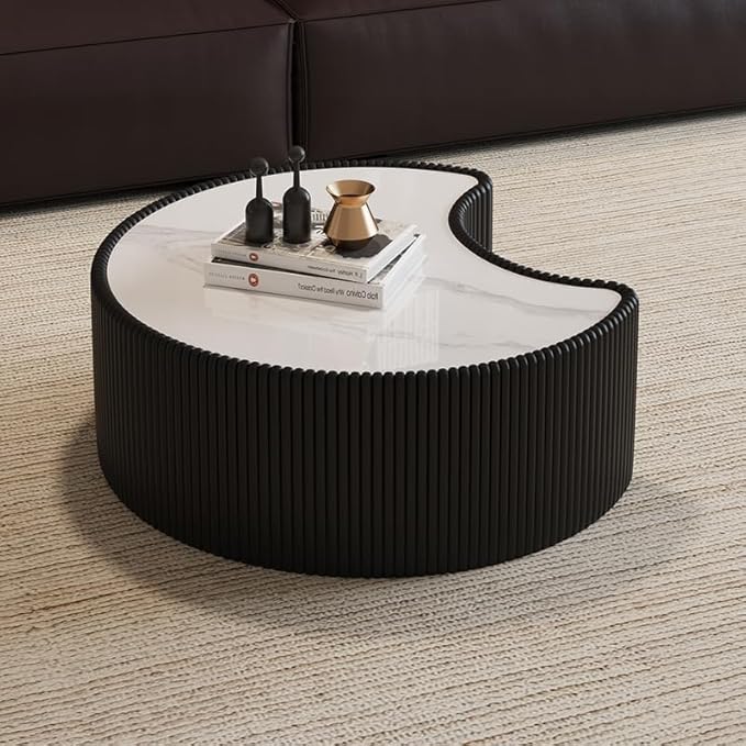 Modern Nesting Coffee Table Set of 2, Creative Moon Coffee and End Table Set