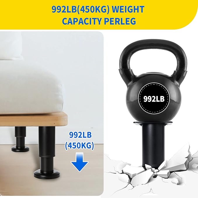 4 PCS Adjustable Height Bed Support Legs
