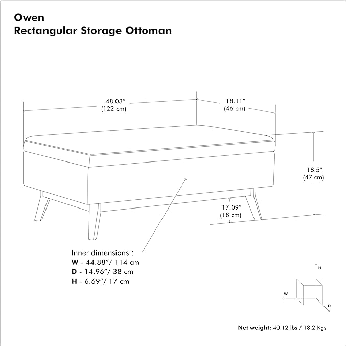 SIMPLIHOME Owen Rectangular Storage Ottoman