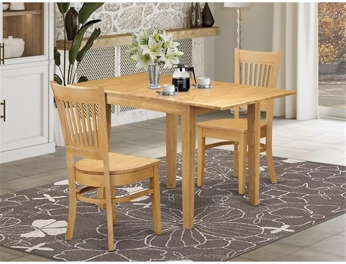 East West Furniture NDVA3-OAK-W 3 Piece Modern Dining Table Set Contains a
