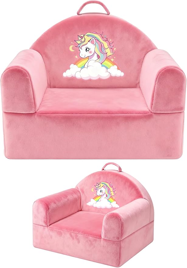 Kids Sofa Chair with Removable Washable Cover & Magic-Tape Backrest Toddler