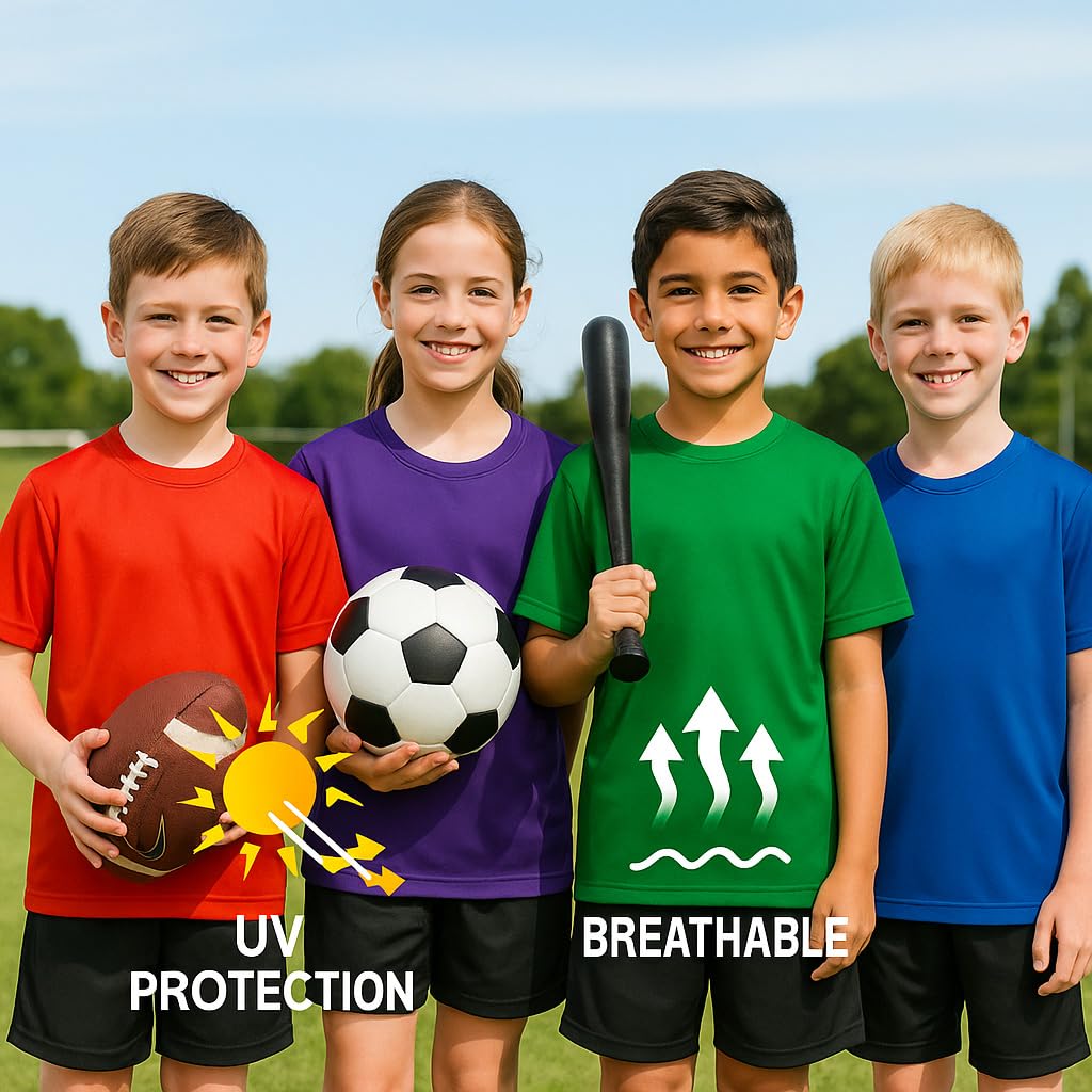 Opna Youth Boys Dri Fit Athletic T Shirts for Boys & Girls Sports Undershirt – Youth & Teen Sizes Silver-S