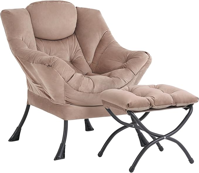 Lazy Chair with Ottoman, Modern Accent Chair Contemporary Sofa Chair with