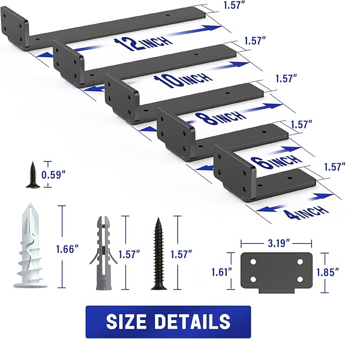 Goovilla Shelf Bracket, Heavy Duty Floating Shelf Brackets 10 inch Long