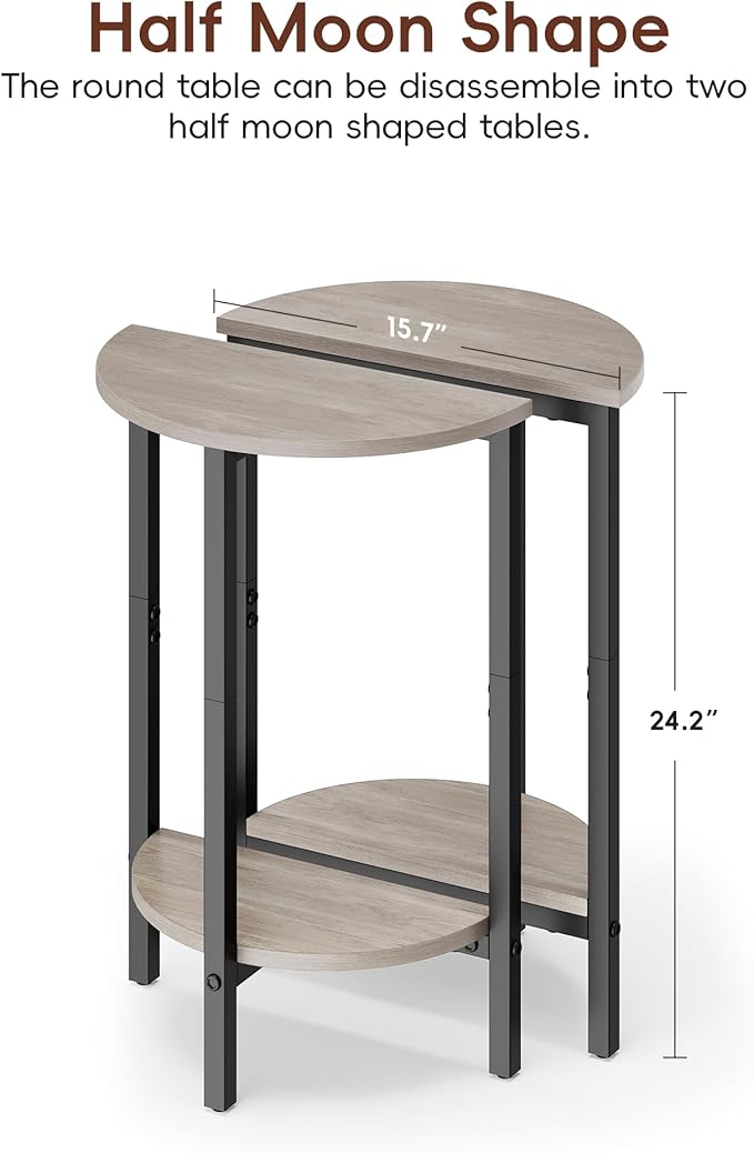 Vagusicc Side Tables Small End Tables, 2 Tier Couch Side Table, Small Round