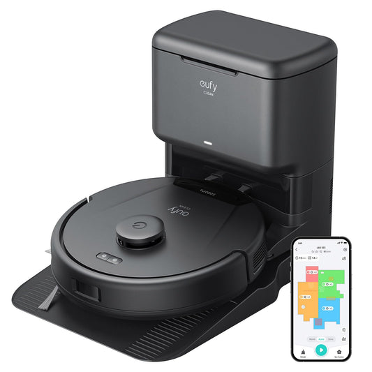 eufy Renewed L60 Robot Vacuum with Self Empty Station, Hair Detangling Technology, Up to 60 Days Hands Free Cleaning, 5,000 Pa Suction, Remove Hair, Dust