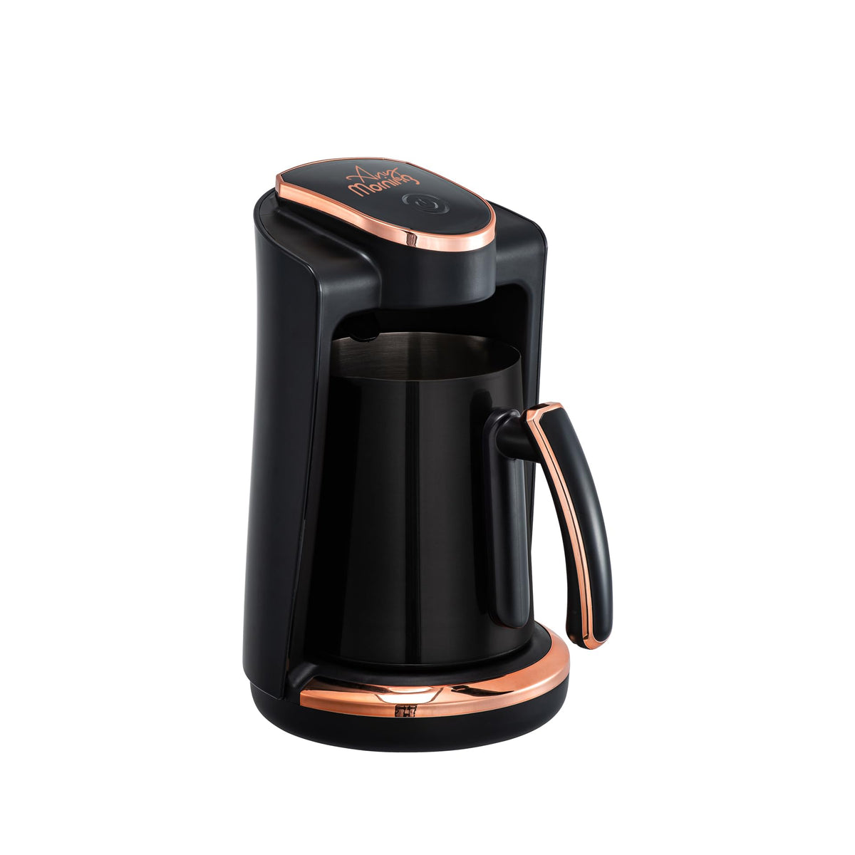Any Morning Turkish & Greek Coffee Maker-Machine, 1 to 4 Cups Capacity, 100% BPA Free, 400W Electric Coffee Pot with Cook Sense Technology, Anti-Spill Design, Authentic Foamy Brew, Black