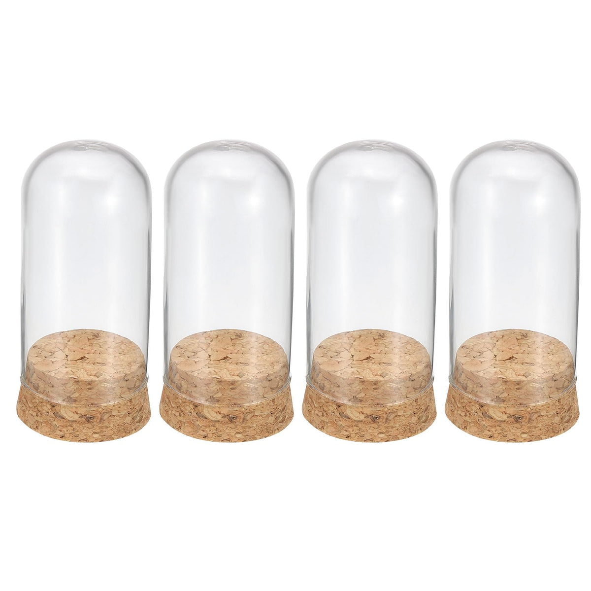 PATIKIL Clear Cloche Glass Dome, 4 Pack Glass Bell Jar Display Case Tabletop Centerpiece with Cork Base for LED Light Plants Home Decor 1.46x3.15inch