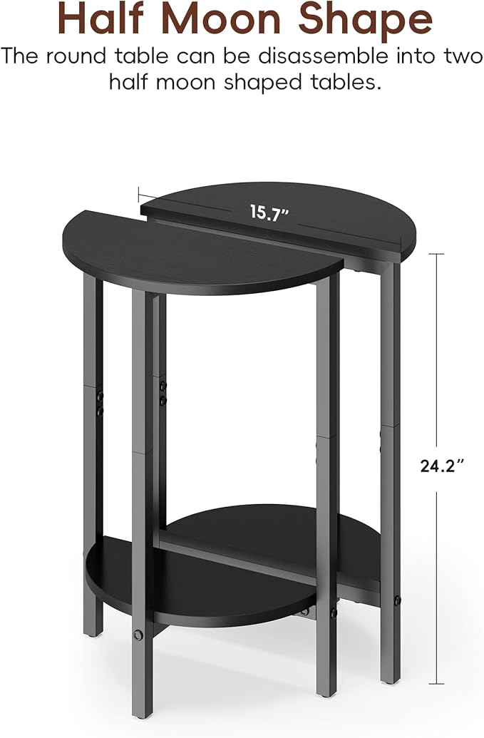 Vagusicc Side Table, Small End Table, 2 Tier Couch Side Tables, Small Round