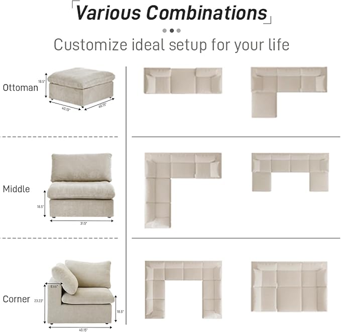 Cloud Modular Sectional Sofa Couch, 80.3" Convertible Couches Lovesofa