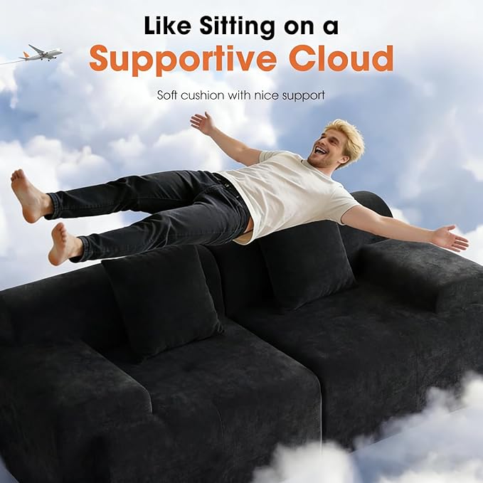 83.5" Boneless Loveseat Couch, Cloud Comfy Couches