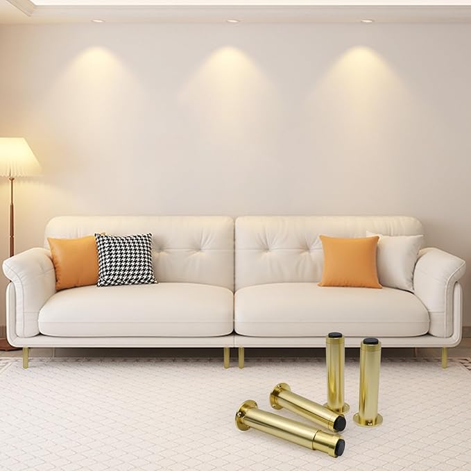 4 Pcs Gold Sofa Adjustable Legs Metal Modern Furniture Legs