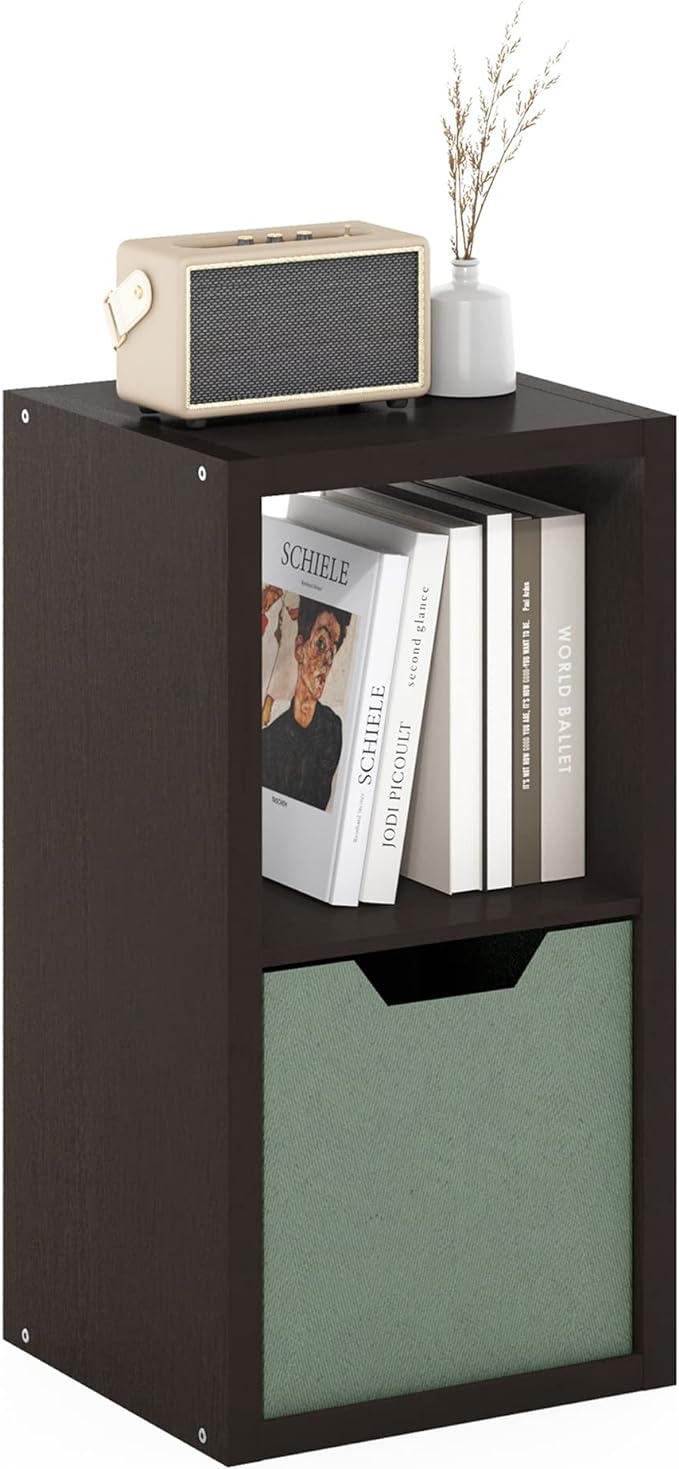 Furinno CUBICLE Book Shelf, 2-Cube Bookshelf, Extra Thick Frame Horizontally &