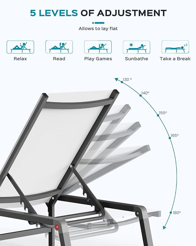 Patio Chaise Lounge Chair, Foldable Lounge Chair