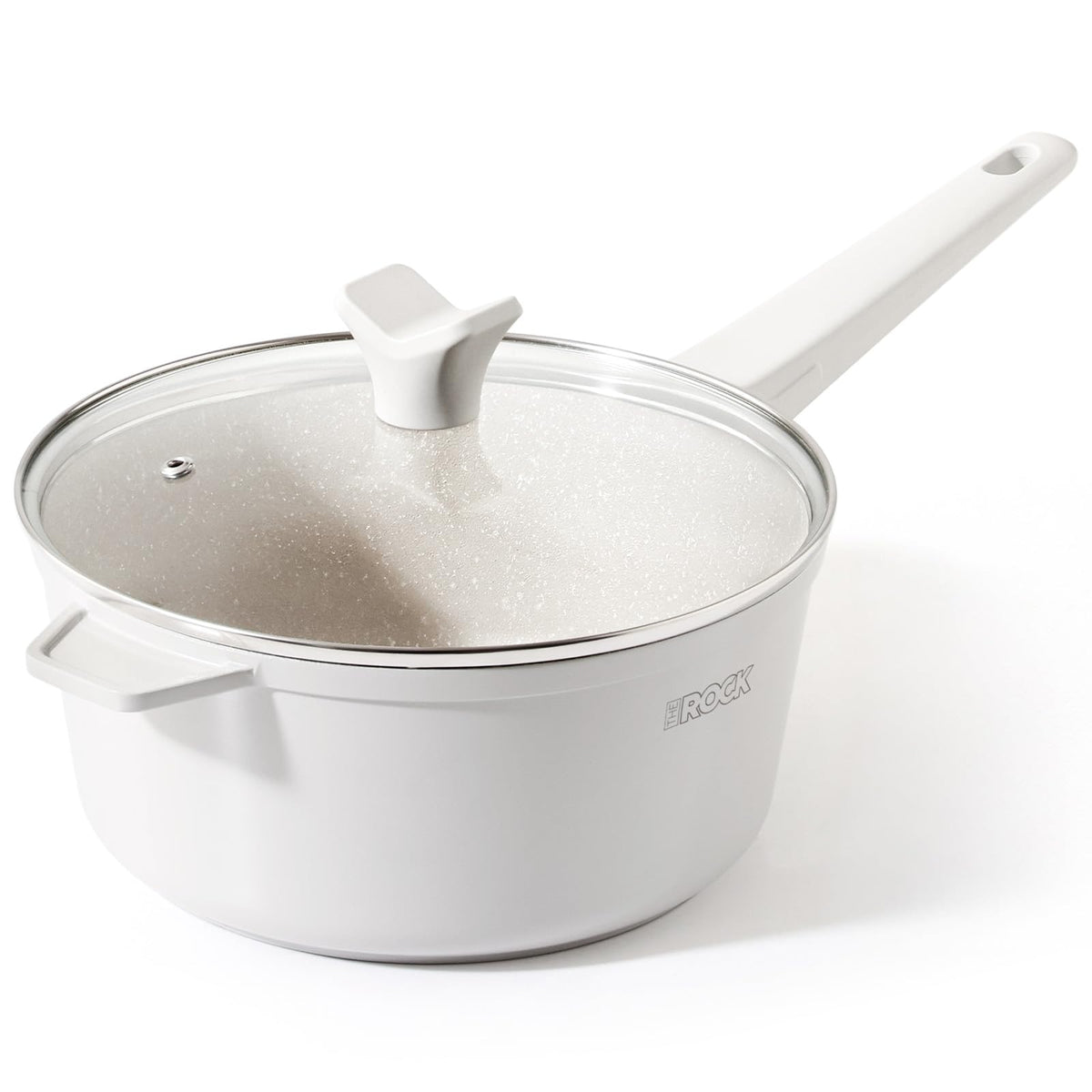 THE ROCK SOHO Ceramic Nonstick Saucepan with Lid, 3.3 Quarts Non Toxic Small Pot with PPG Fusion Pro Coating–Nothing Sticks, Never Warps, Lasts Longer, Induction Compatible, PTFE, PFOA&PFAS Free