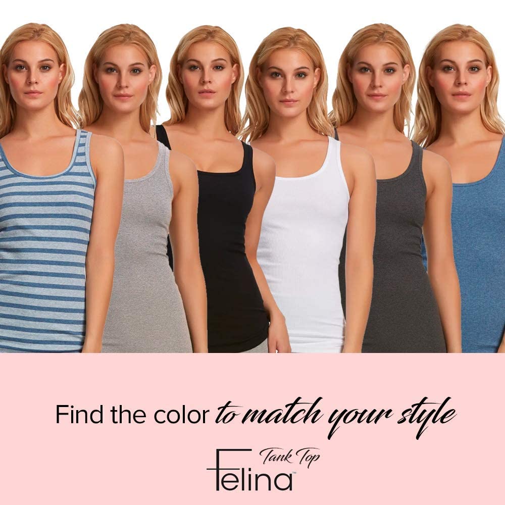 Felina Cotton Ribbed Tank Top - Class Tank Top for Women, Workout Tank Top for Women (Color Options Available) White