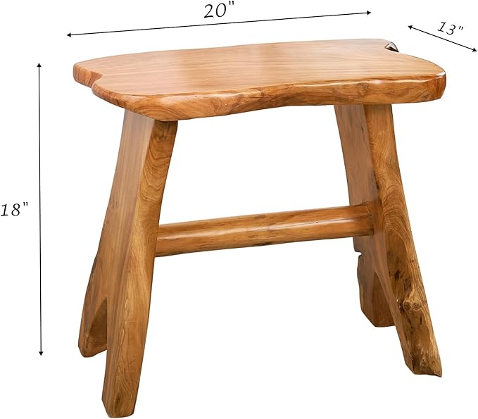 Greenage Cedar Roots Wooden Stool Naturally Shape Large 20" x 13" x 18" H Wood