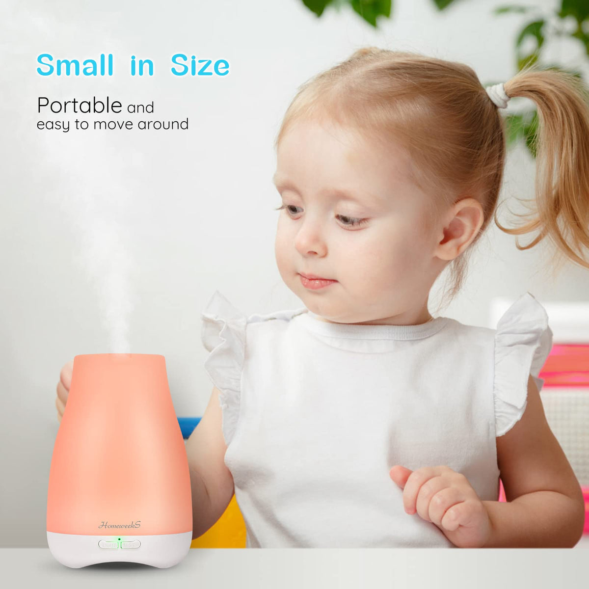 Homeweeks Diffusers, 100ml Colorful Essential Oil Diffuser with Adjustable Mist Mode, Auto Off Aroma for Bedroom/Office/Trip (100 ML 1 Pack)