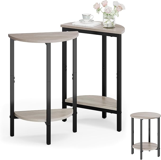 Vagusicc Side Tables Small End Tables, 2 Tier Couch Side Table, Small Round