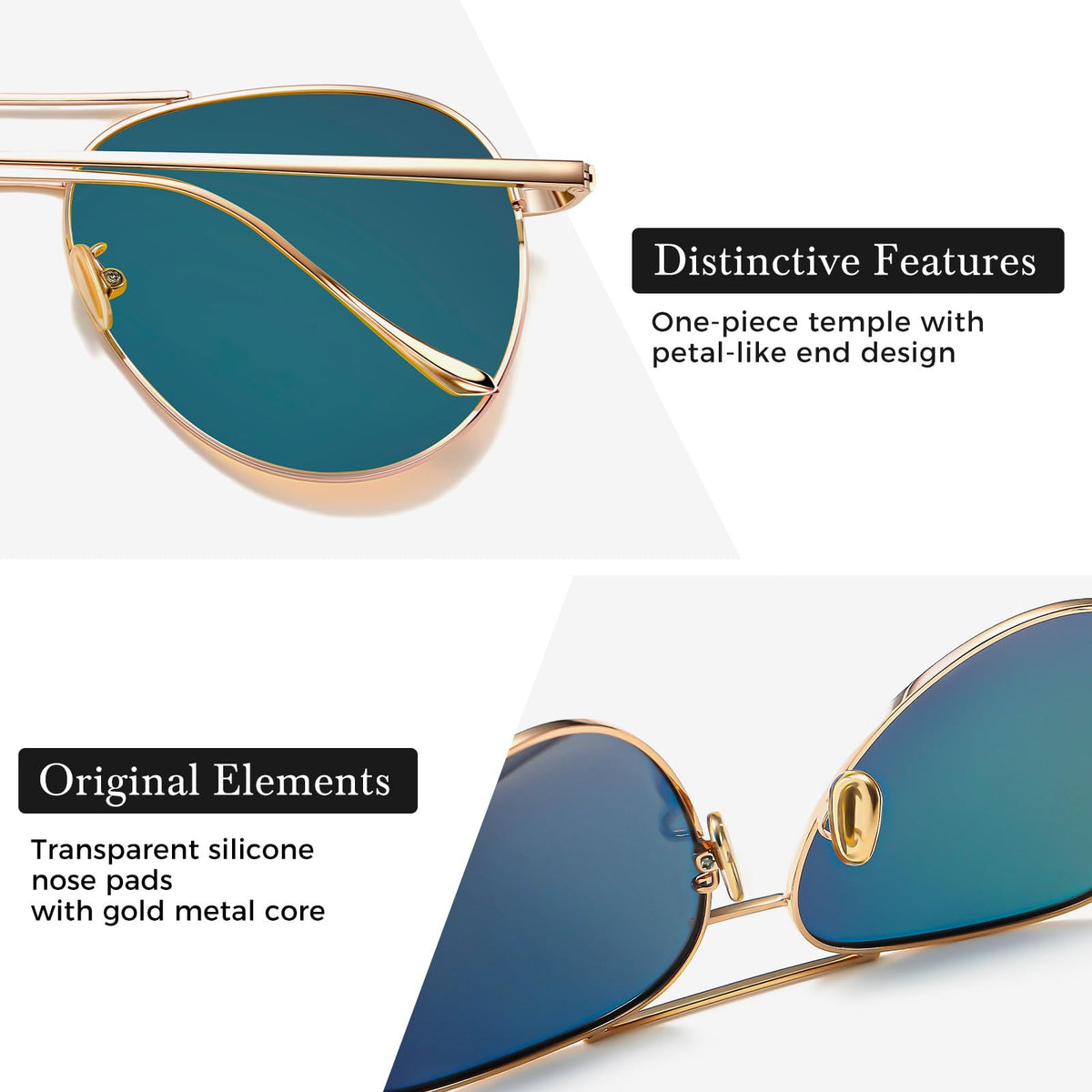 SUNGAIT Women's Lightweight Oversized Aviator Sunglasses - Mirrored Polarized Lens