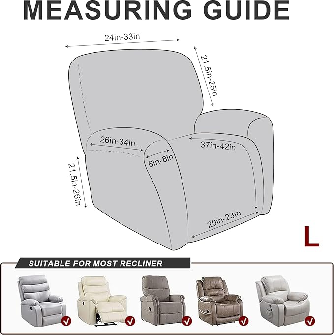ANARACHON Leather Like Recliner Chair Covers Heavy Duty, 4 Pieces Recliner Cover