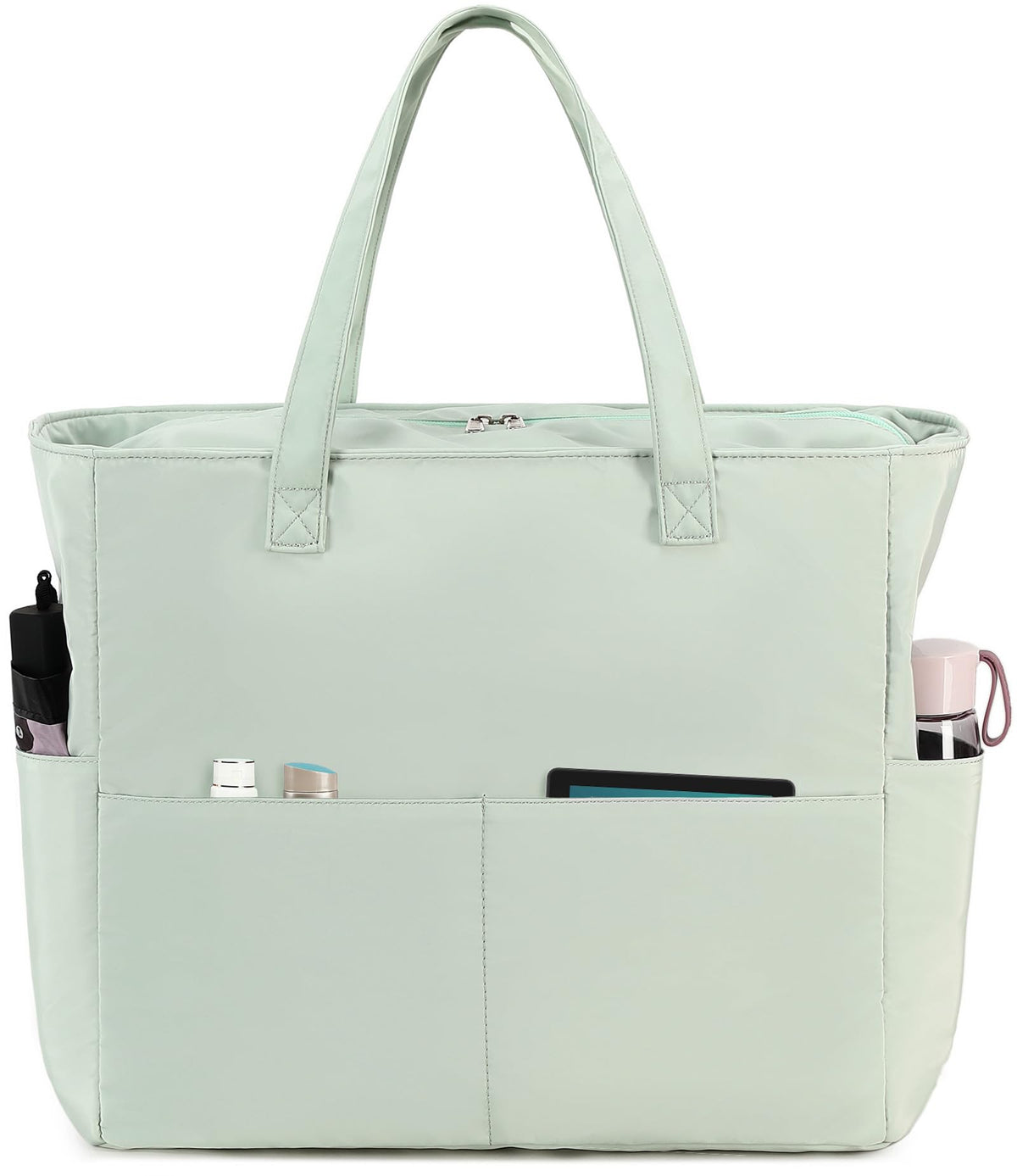 Waterproof Beach Tote Pool Bags for Women Ladies Extra Large Gym Tote Carry On Bag With Wet Compartment for Weekender Travel (Light green)