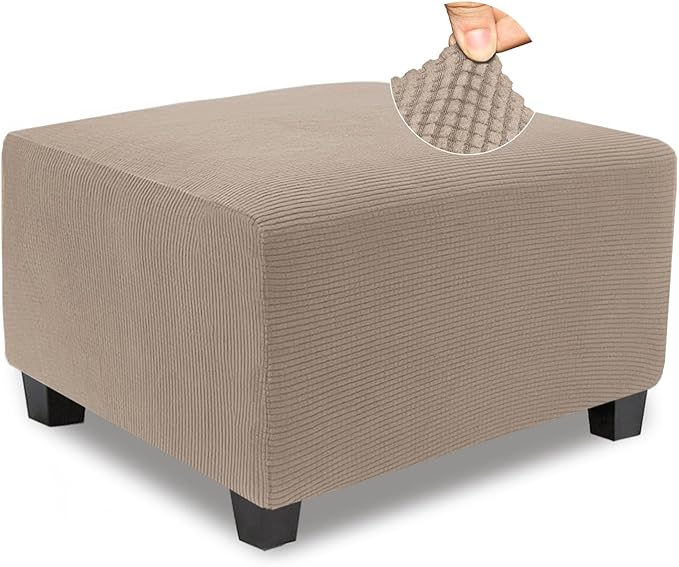NeColorLife Stretch Ottoman Cover Square Soft Knitted Jacquard Washable Thick