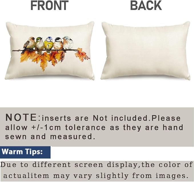 RABUSOFA Fall Outdoor Pillow Covers 12x20 Inch Waterproof Outdoor Thanksgiving