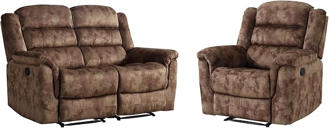 EBELLO 2 Pieces Loveseat Reclining Couch Furniture Set, Soft Fabric Manual