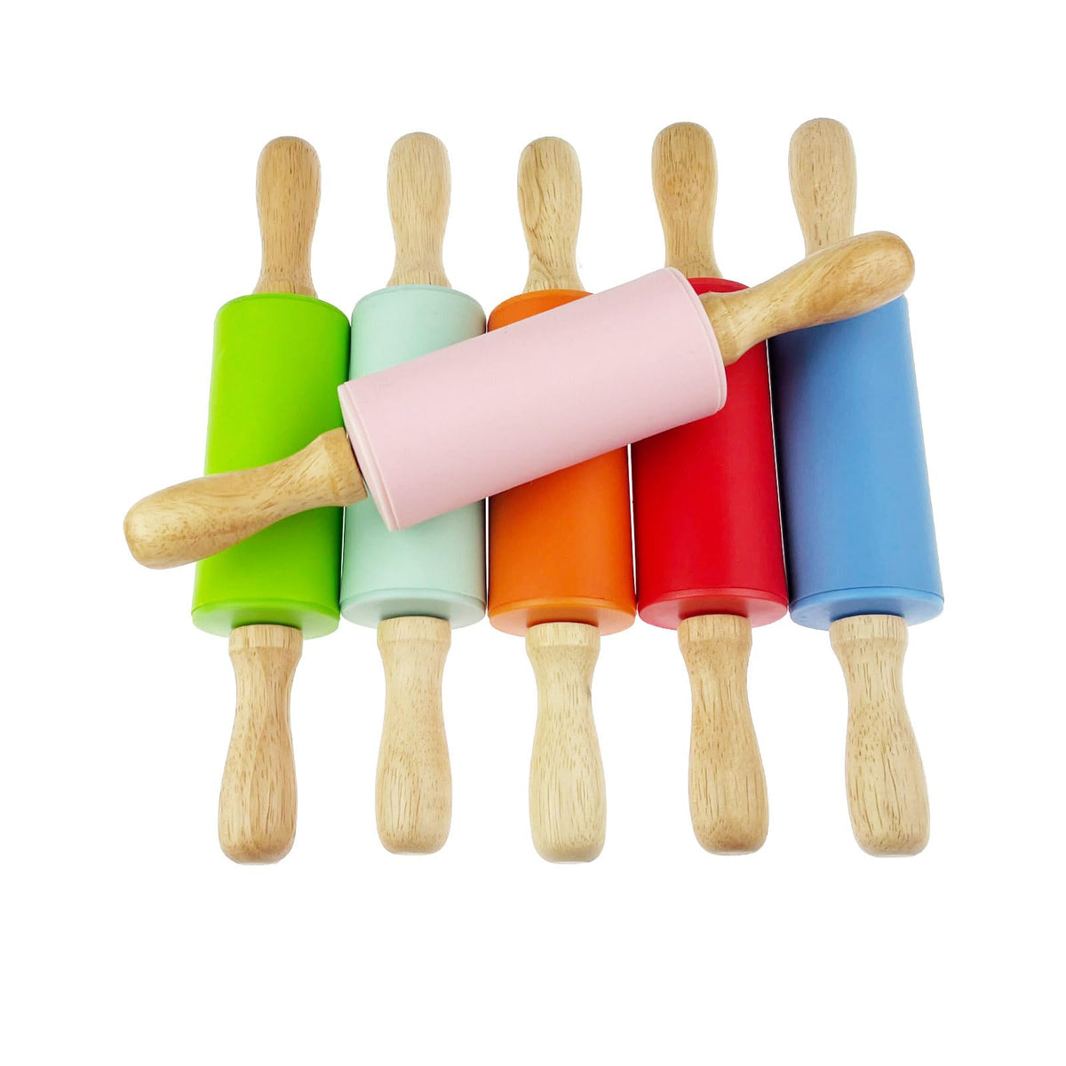 Zelerdo 6 Pack Mini Small Rolling Pin 9 Inch Kids Rolling Pin Wooden Handle for Home Kitchen