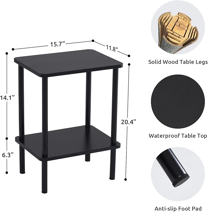 Apicizon 2 Tier End Table Set of 2, Small Side Table