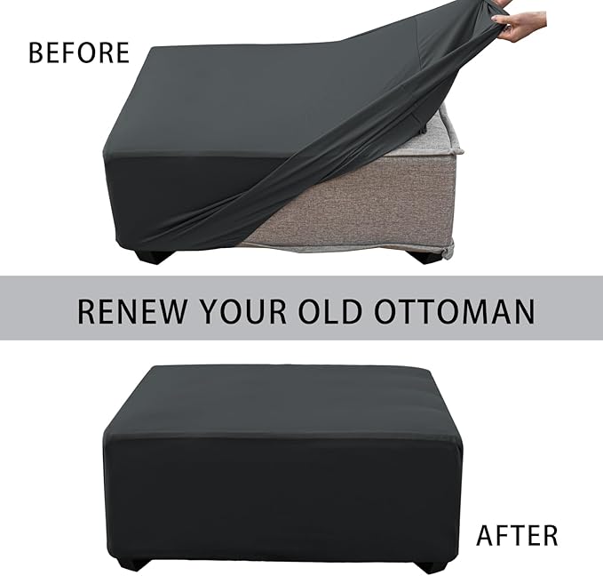 Super Stretch 40x40x15 inch Square Ottoman Cover- Soft Form Fit Ottoman Cover