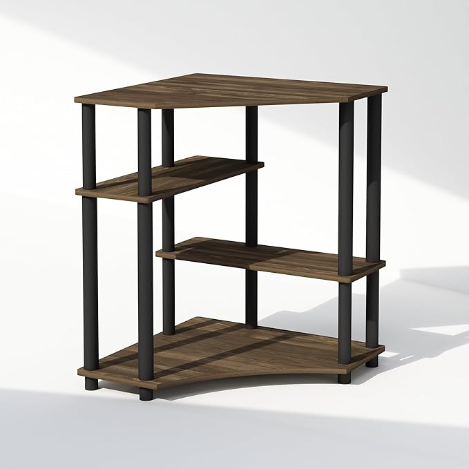 Furinno Turn-N-Tube Storage Shelves, 4-Tier Corner Shelf, Toolless Assembly
