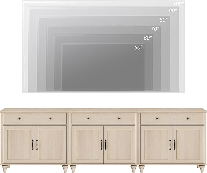 WAMPAT Farmhouse TV Stand for 100 Inch TV, 3-in-1 TV Console Table for