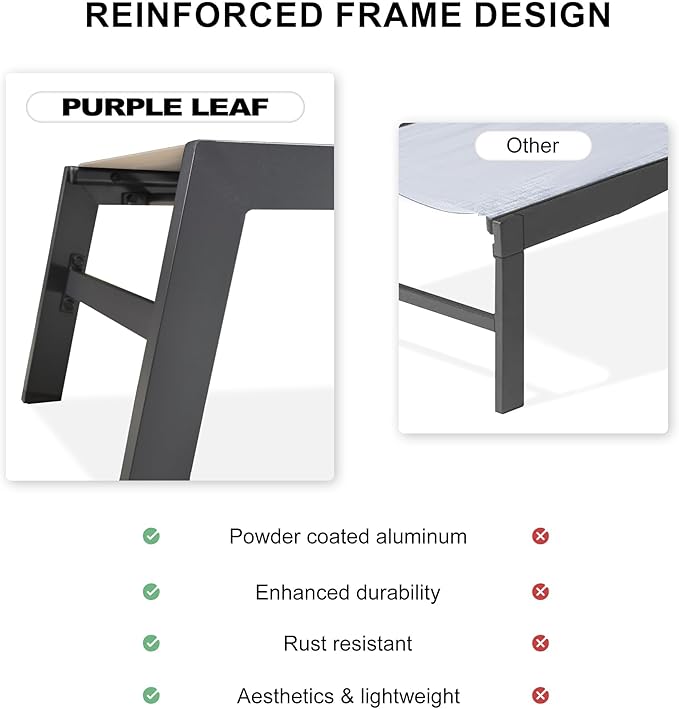 PURPLE LEAF Outdoor Patio Chaise Lounge Set of 4 Aluminum Lounge Chair