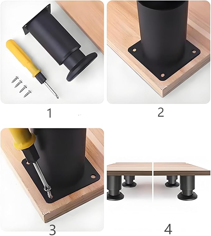 4PCS Adjustable 4.7-7.08 Inch Metal Furniture Legs Black Furniture Replacement