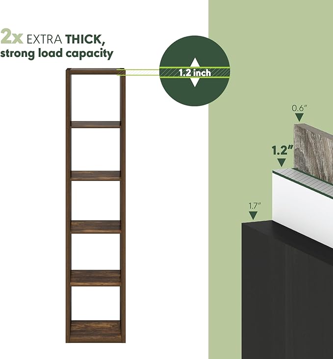 Furinno Cubicle Book Shelf, Vertical 5-Cube Bookshelf, Extra Thick Horizontally