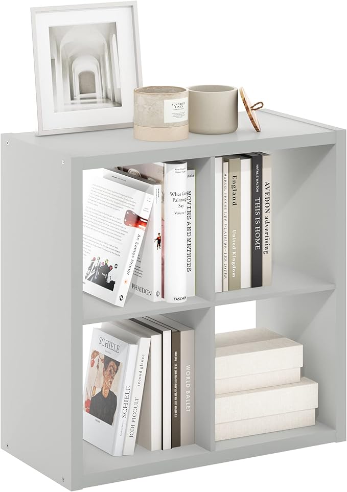 Furinno Cubicle Open Back Decorative Cube Storage Organizer, Light Grey
