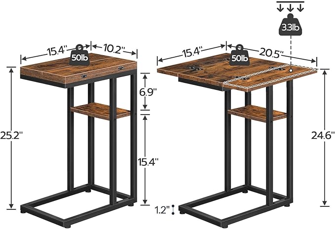 HOOBRO Foldable C Shaped End Table, C Shaped Side Table