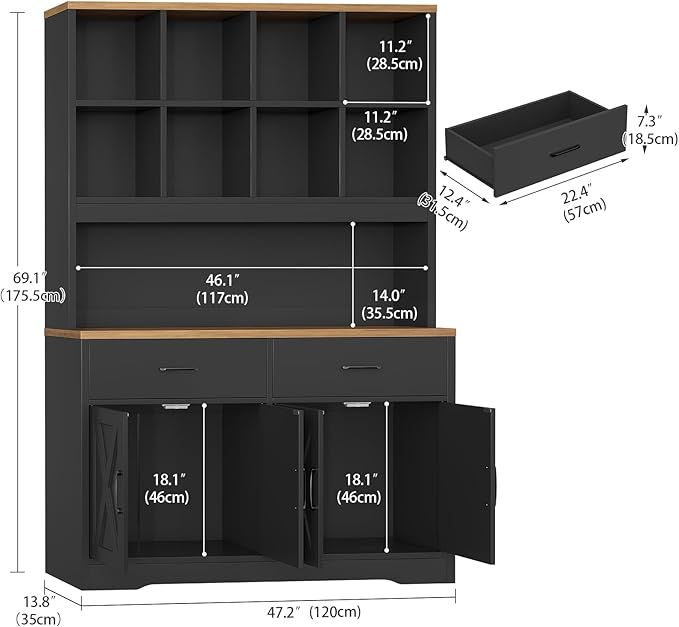 TEENFON 69" Tall Bookshelf and Bookcase, 5 Tier Floor Standing Bookshelves