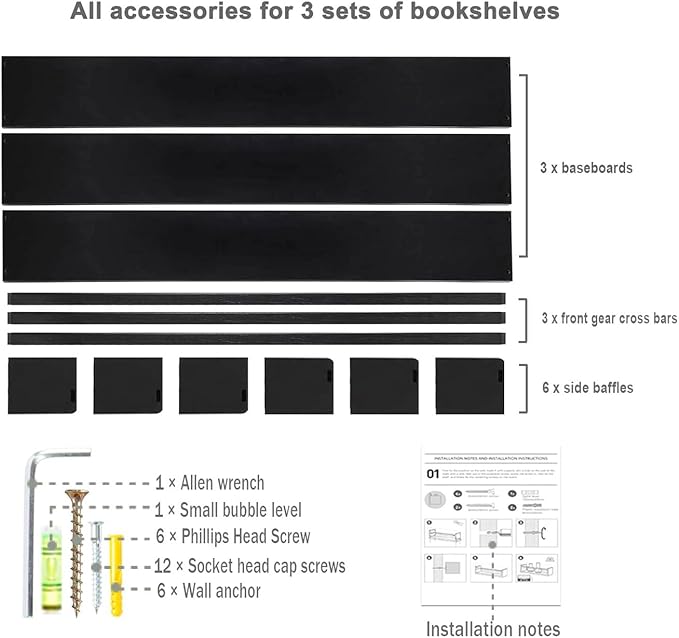 AZSKY Black Nursery Bookshelves