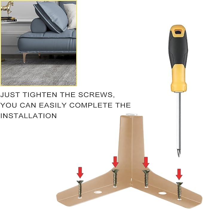 AODIOU Furniture Legs Modern Feet: Gold Metal Furniture Legs 4 Inch DIY