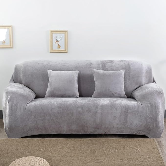 vctops 1-Piece Velvet Plush Stretch Loveseat Sofa Slipcover
