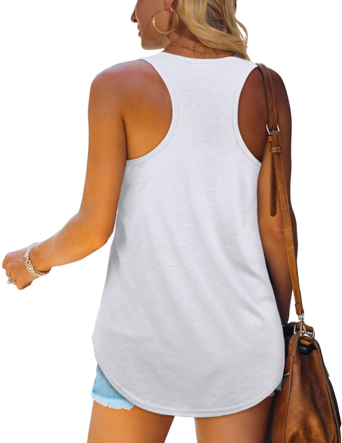 XIEERDUO White Tank Top Women Racer Back Womens Sleeveless Tops Loose Fit L